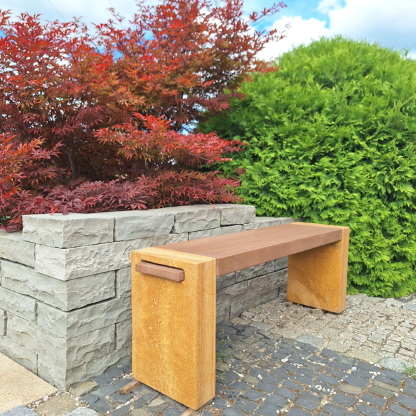 Ławka ogrodowa z kamienia naturalnego. meble ogrodowe.