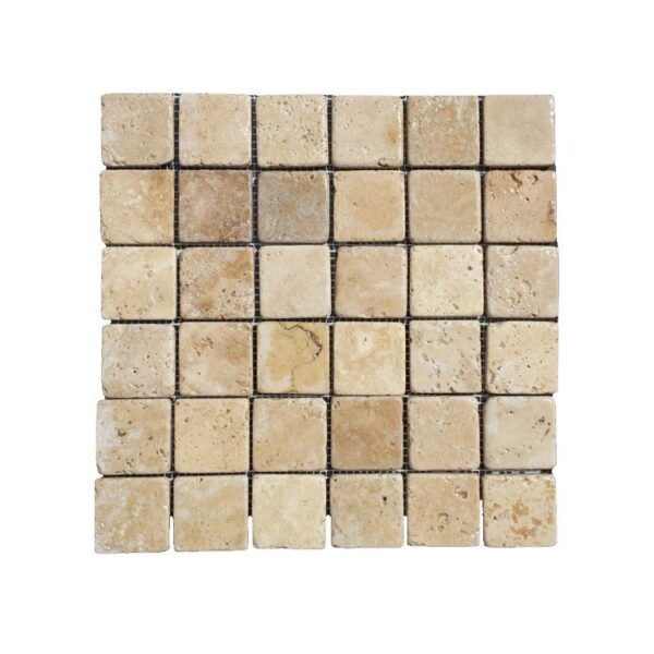 Mozaika Kamienna Trawertyn Yellow Bębnowana 5x5x1cm (30,5x30,5cm)