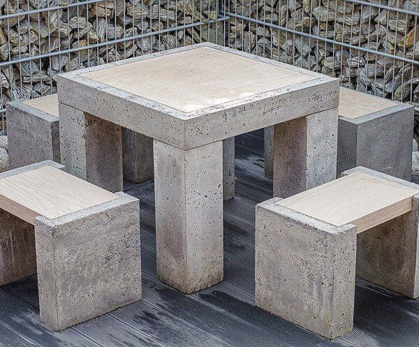 Betonowy Stół "Concrete+Wood Table Set"