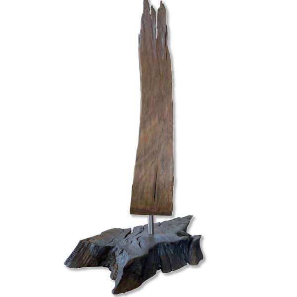 Rzeźba Z Czarnego Dębu Na Drewnianej Podstawie