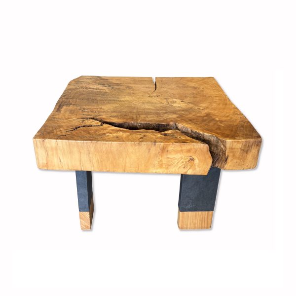 Stolik Kawowy z Litej Topoli z Nóżkami ze Spieku Kwarcowego