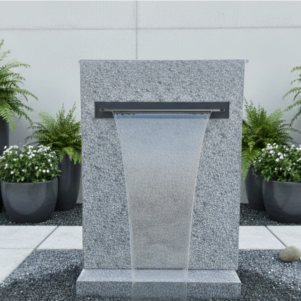 Fontanna Granitowa Steel Grey Płomieniowana 150x120x30cm